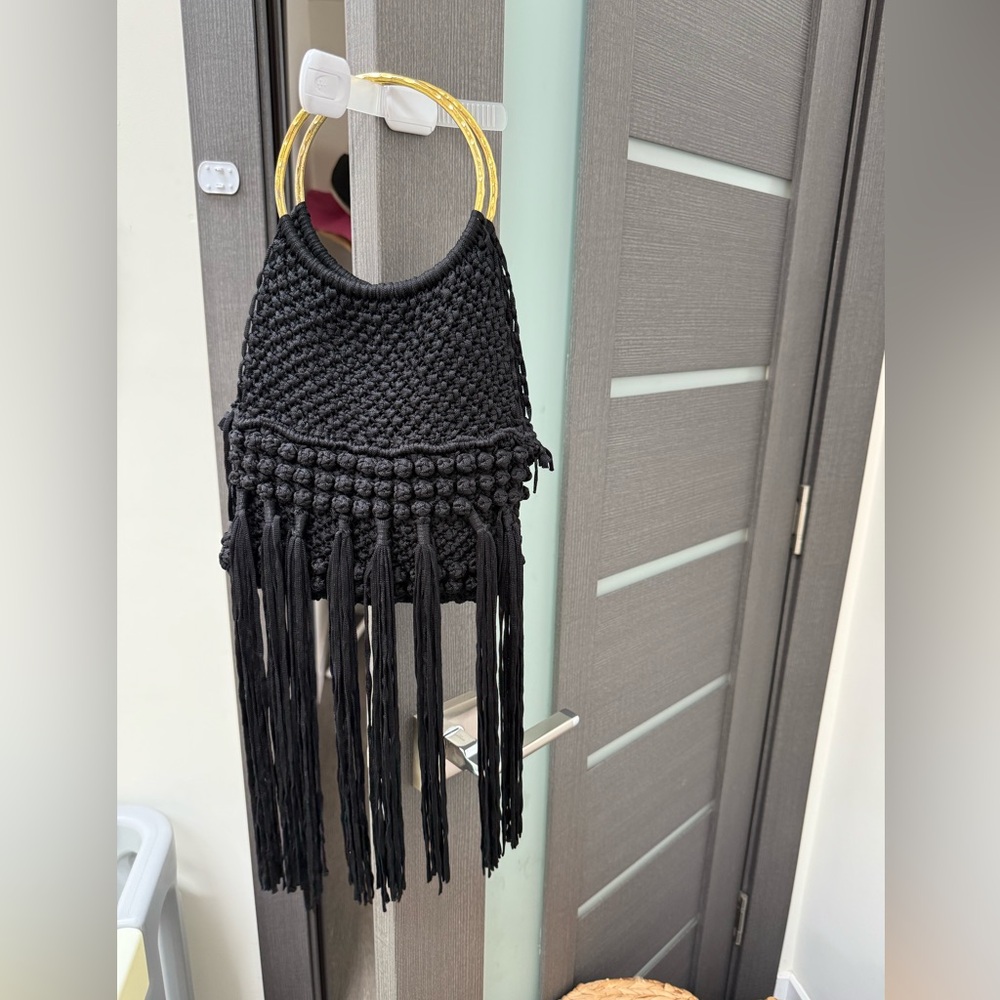 Cleobella Black Woven Bag with Gold Accents - Picture 6 of 14